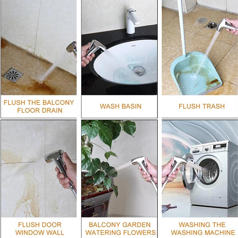 Черный ручной туалетный биде-спрей из нержавеющей стали, набор с шлангом и самоочищающейся душевой лейкой