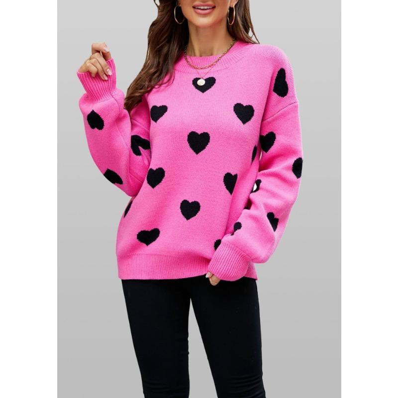 Women's Autumn/winter Love Print Casual Loose Knit Sweater