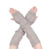 Women Man Clothing Accessories Autumn Winter Long Gloves Arm Warmers Twist Pattern Knitted Mittens