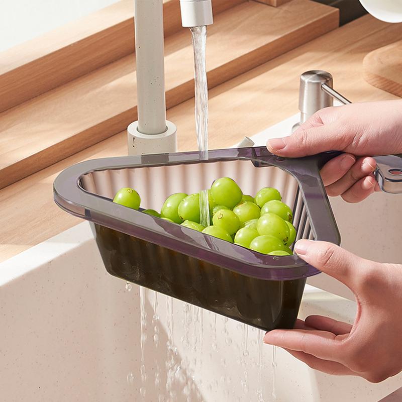 Basket Strainer Kitchen Triangular Sink Filter Kitchen Sink Drain Basket Free Punch Retractable Storage Basket Keep Kitchen Tidy