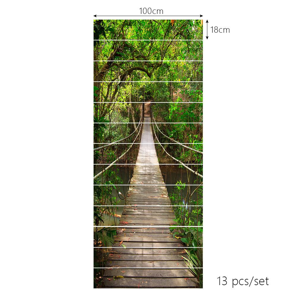Горный водопад Лебедь Пейзаж Наклейка на стену Комната Лестница Украшение Шаг Напольный художественный постер Самоклеящийся водонепроницаемый настенный постер