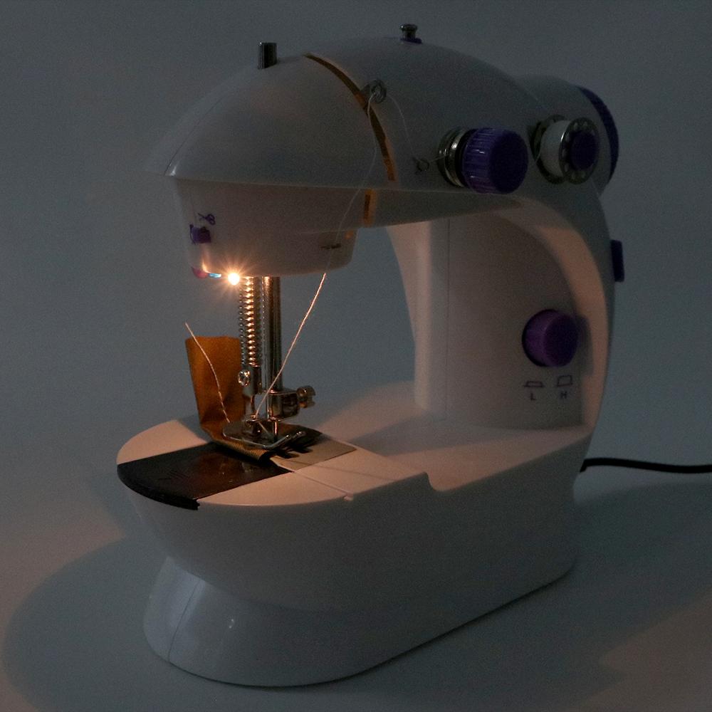Household Night Light Electric Foot Pedal Straight Line Mini Hand Table Portable Sewing Machine 220V Two Thread Kit