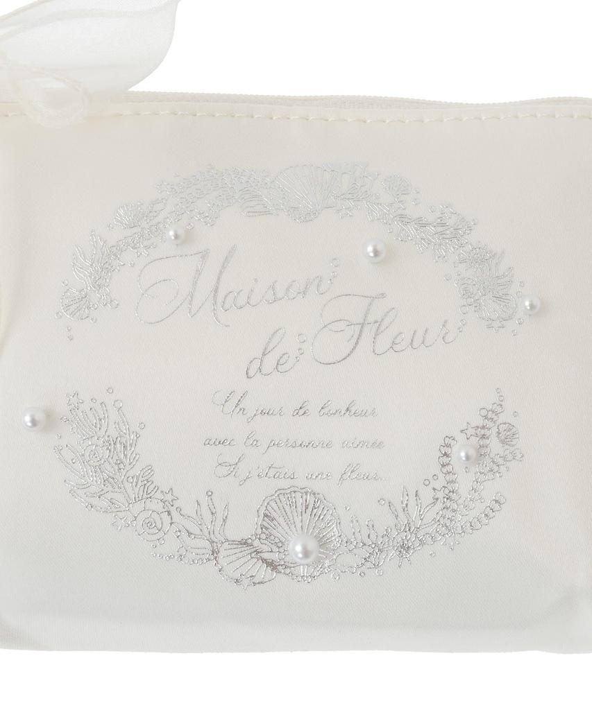 Косметичка Maison de FLEUR с принтом ракушек, светло-голубая, размер F, мешок-косметичка на завязке, 08000644400