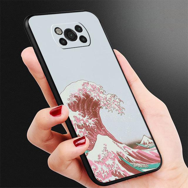 Японский волнистый художественный чехол для Samsung Galaxy M30s M33 M12 M51 M32 5g M31 M13 M52 M22 M23 M23 M01 M53 M31s M11, черный чехол-бампер