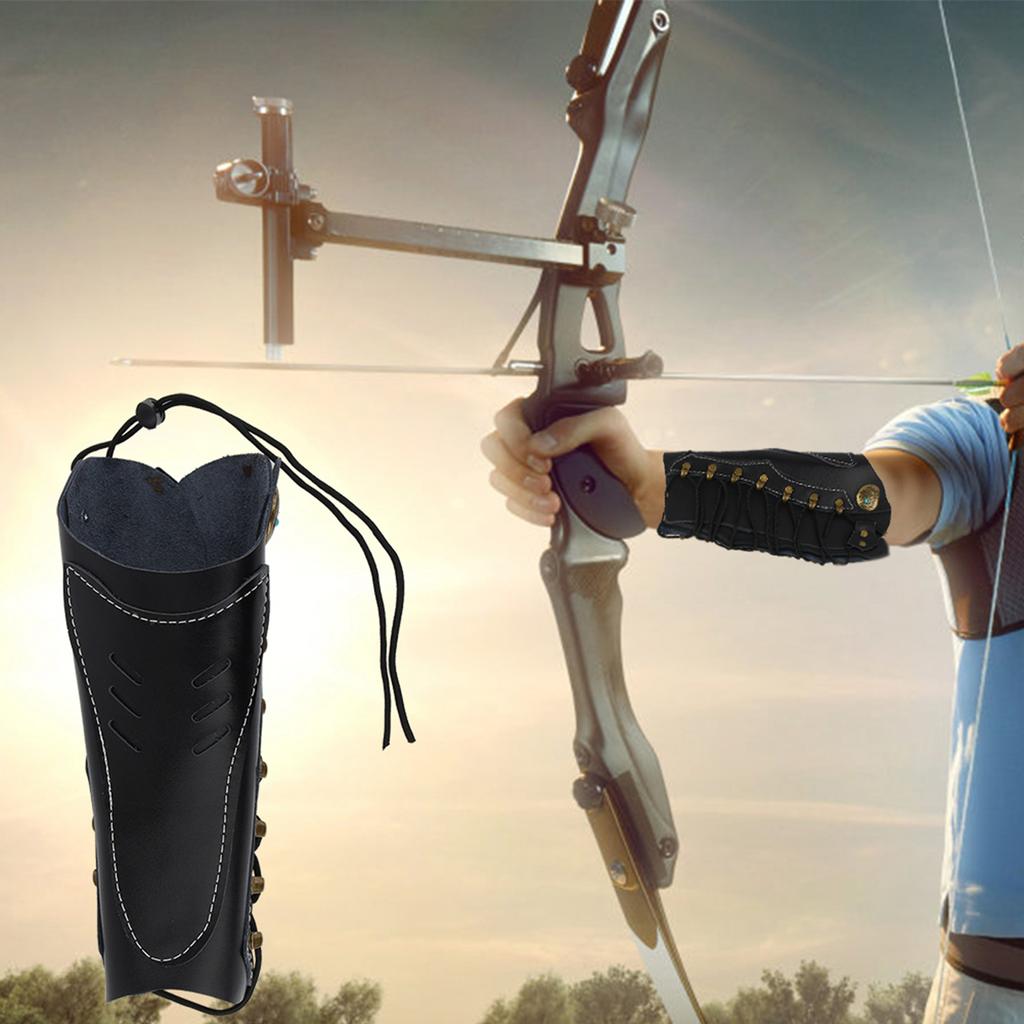 Artificial Leather Arm Protector Archery Armband Guard Protection Straps Black
