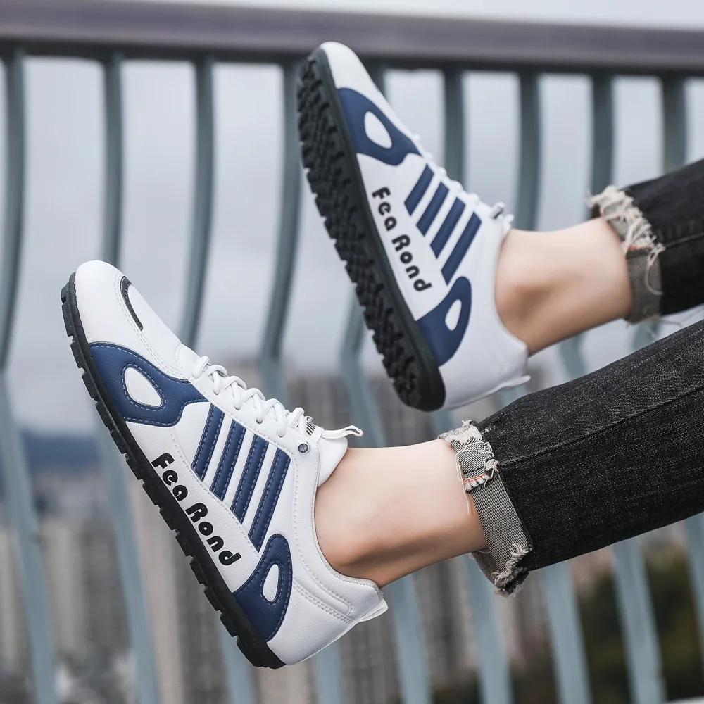 Модная мужская кожаная обувь на плоской подошве, повседневная спортивная обувь, дышащая обувь для скейтборда, ходьбы, путешествий, бега, женские лоферы