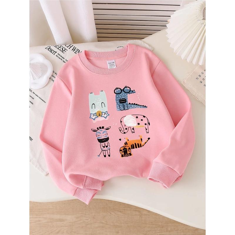 European sizes Crewneck Sweatshirt for Kids Featuring an Adorable Animal Design with Stars, Soft And Comfy Sportswear Is Perfect for Casual Outings