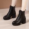 Удобные и универсальные туфли на платформе и высоком каблуке, водонепроницаемые ботинки Мартина на толстом каблуке, короткие ботинки, женские нескользящие одинарные ботинки, новые