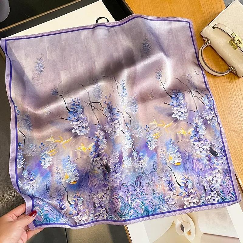 Nature Silk Neck Scarves Lady Foulard Lovely Strawberry Print Real Silk Square Scarf for Women Bag Ribbon Hairband Kerchief