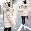 Fashion Winter Korean Loose Short Bread Coat with Fur Hooded for Women