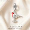 Red Robin Bird Dangle Charm For Women 925 Silver Cute New Gift