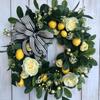 Artificial Lemon Flower Wreath With Eucalyptus Leaves Farmhouse Home Decor Plastic Floral Ring