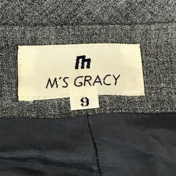 Сделано в Японии/M'S GRACY/Комплект из двух предметов/Юбка до колена/На полной подкладке/9AR/Серый/Цветочная вышивка/Костюм/Жакет(ИСПОЛЬЗОВАЛ)
