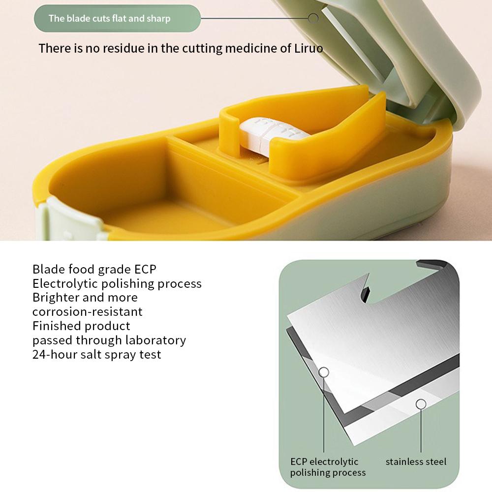 Pill Cutter With Invisible Storage Box Portable 2 In 1 Mini Drug Tablet Medicine Dustproof Divider Organizer Crusher Pill Box