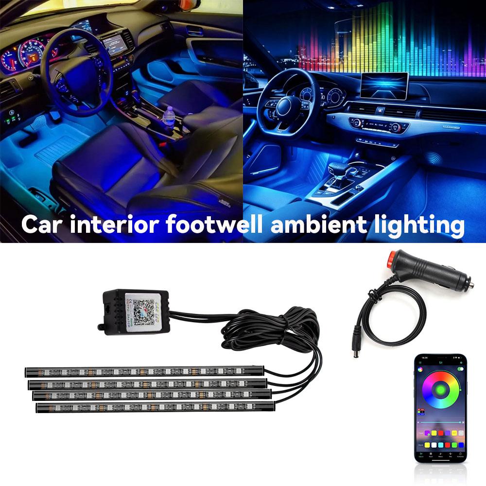 Automotive RGB Neon Ambient Foot Light 48 LED APP Wireless Remote Control Interior Decor Lamp Neon Lights 4