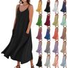 Женское летнее платье, повседневные свободные длинные пляжные платья для отдыха