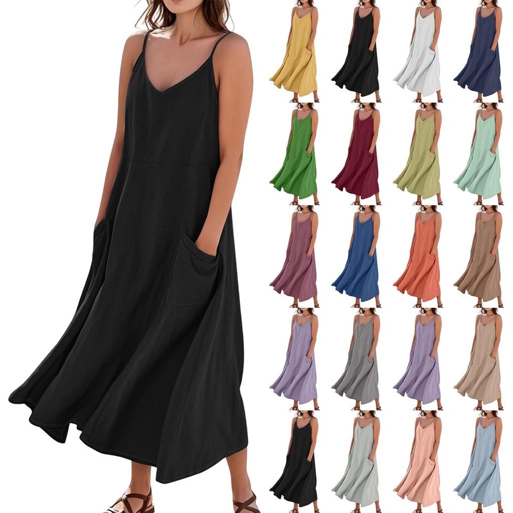 Женское летнее платье, повседневные свободные длинные пляжные платья для отдыха