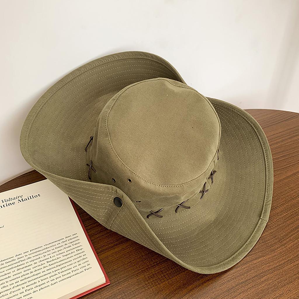Solid Color Fisherman Hat for Men Women Summer Wide Brim Sunshade Outdoor Hiking Camping Cowboy Cap Unisex Dome Basin Hat