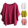 Женская блузка с круглым вырезом и рукавами «летучая мышь», свободный крой, женский однотонный свободный пуловер, топ
