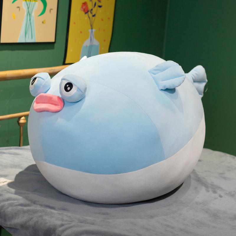Giant Cute Puffer Fish Plush Toy Stuffed Fat Fish Doll Puffers Plushies Soft Hug Pillow Cushion Birthday Gifts Kids Girl