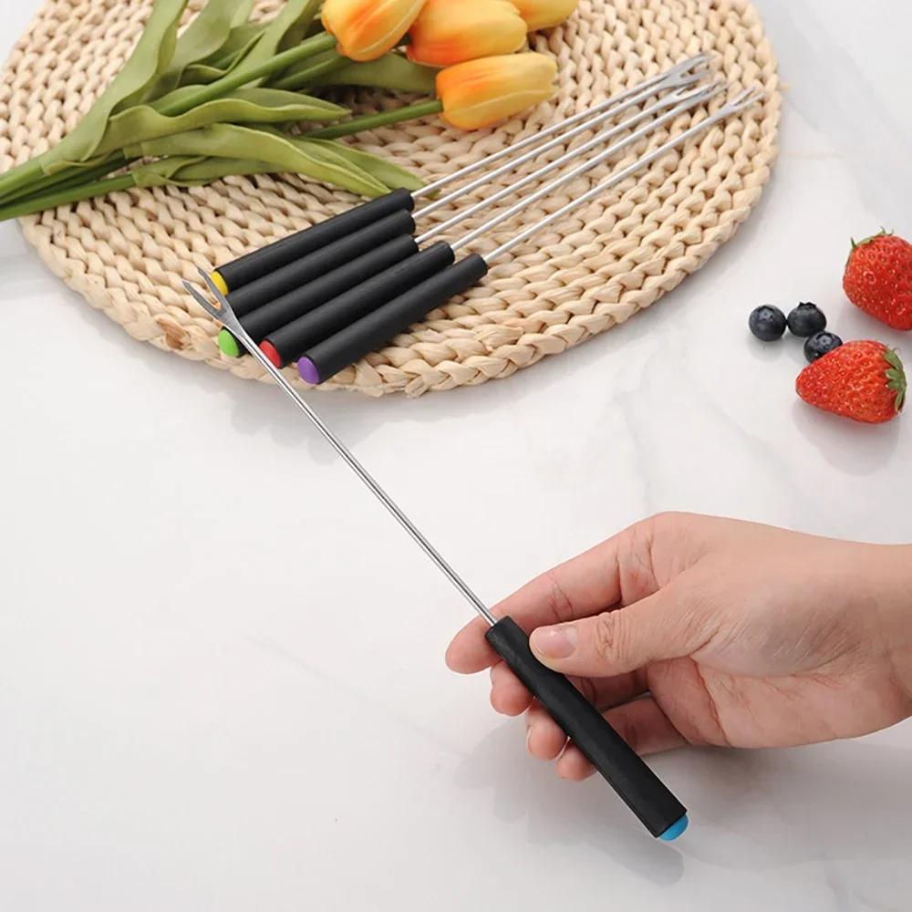 Вилка из нержавеющей стали для шоколада, сыра, вилки для горячих блюд, торта, фруктов, десерта, набор вилок для фондю, барбекю, мяса, шампура, кухонные принадлежности