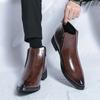 Men’s Motorcycle Boots Retro Street Style Dress Chelsea Boots Tuxedo Wedding Men Fashion Ankle Boots