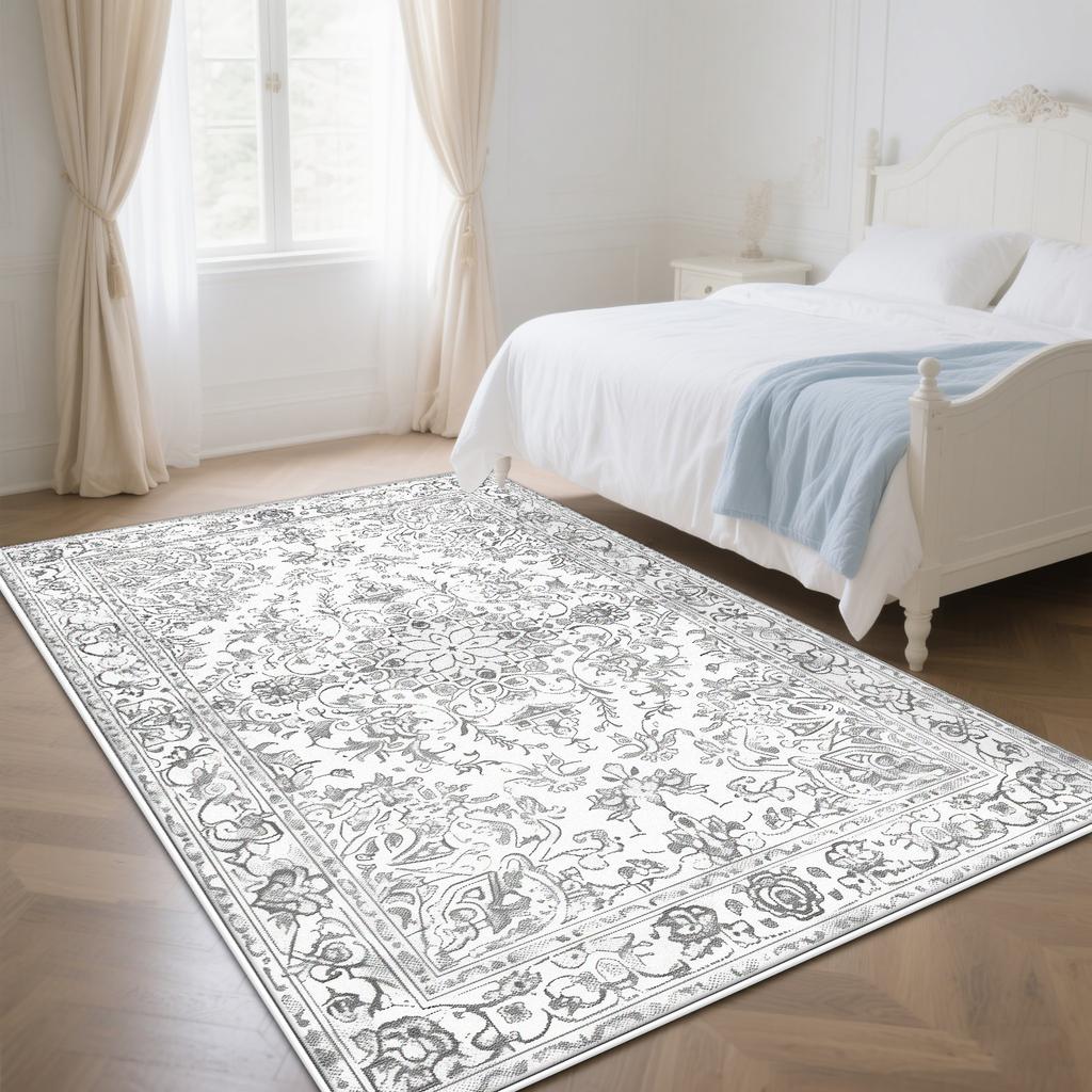 White Color Persian Room Decoration Aesthetic Bedroom Carpet Bohemian Rug Non-slip Parlor Washable Coffee Tables Mat Easy Clean