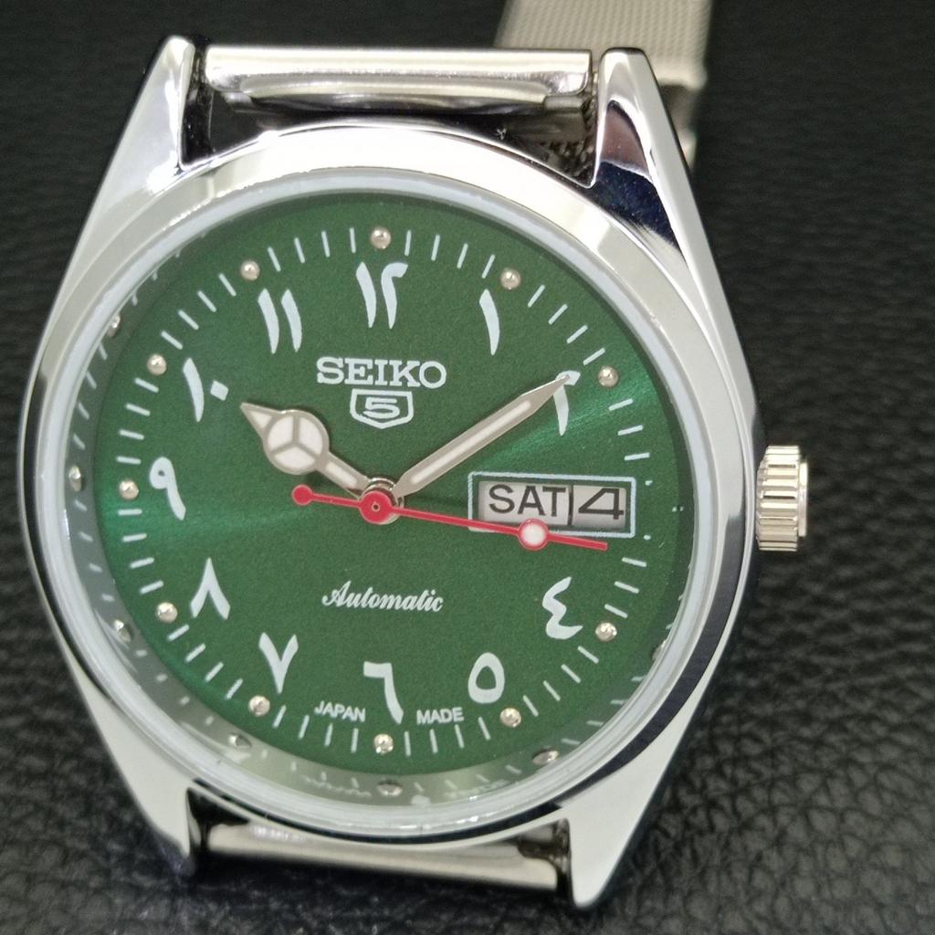 VINTAGE REFURBISHED SEIKO 5 AUTOMATIC 6309A JAPAN MENS GREEN WATCH a441178-4