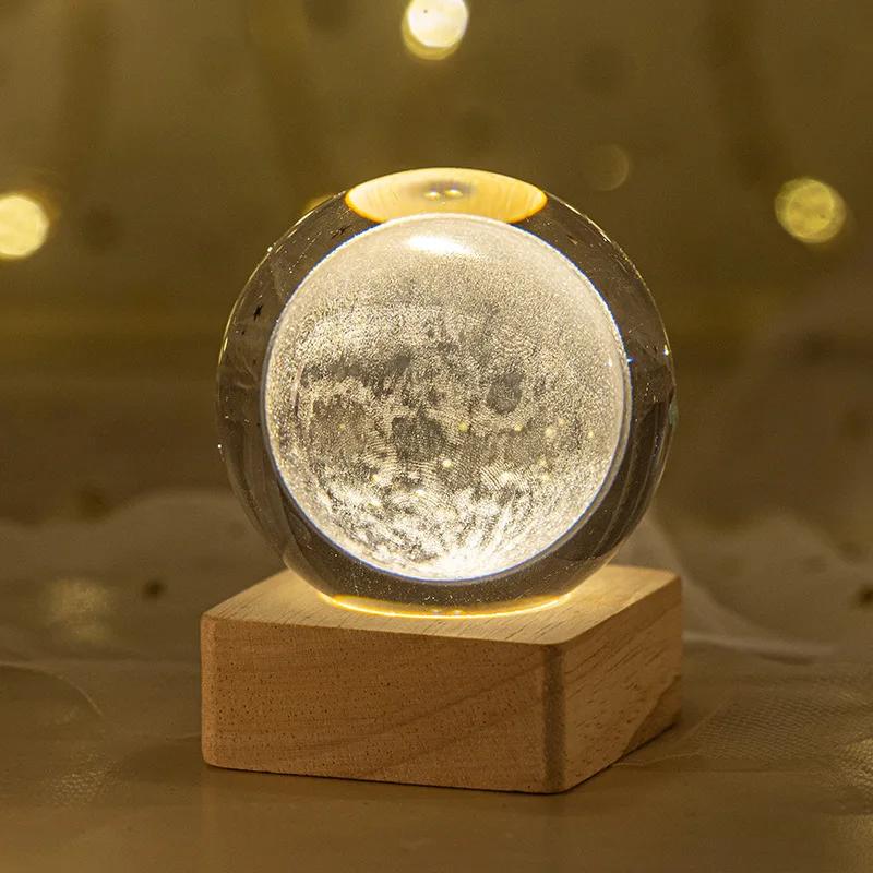 3D Crystal Ball Luminous Galaxy Solar System Rain Cloud Series Crystal Ball Nightlight Carved Bedroom Decoration Birthday Gift