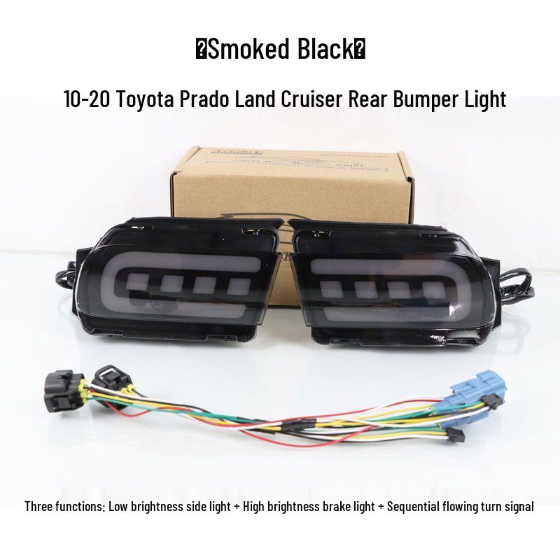 Светодиодные задние фонари с последовательным включением для Toyota Land Cruiser Prado 10-20: Тормоз, Противотуманный, Текучий Дизайн