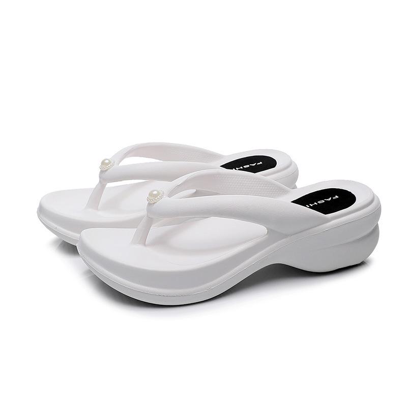 Женские шлепанцы на высоком каблуке с толстой подошвой, верхняя одежда, пляжный отдых, мягкие модные тапочки из ЭВА с облачной подошвой на наклонном каблуке, тапочки с мягкой подошвой