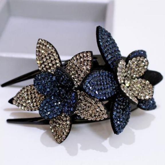 Женщины элегантный гибкий горный хрусталь цветок заколка для волос шпилька коготь подарок