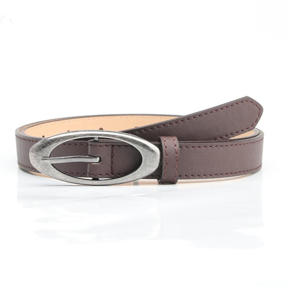 Fashion PU Leather Belt Alloy buckle Elliptical Buckle Waistband Thin Jeans Belt Women
