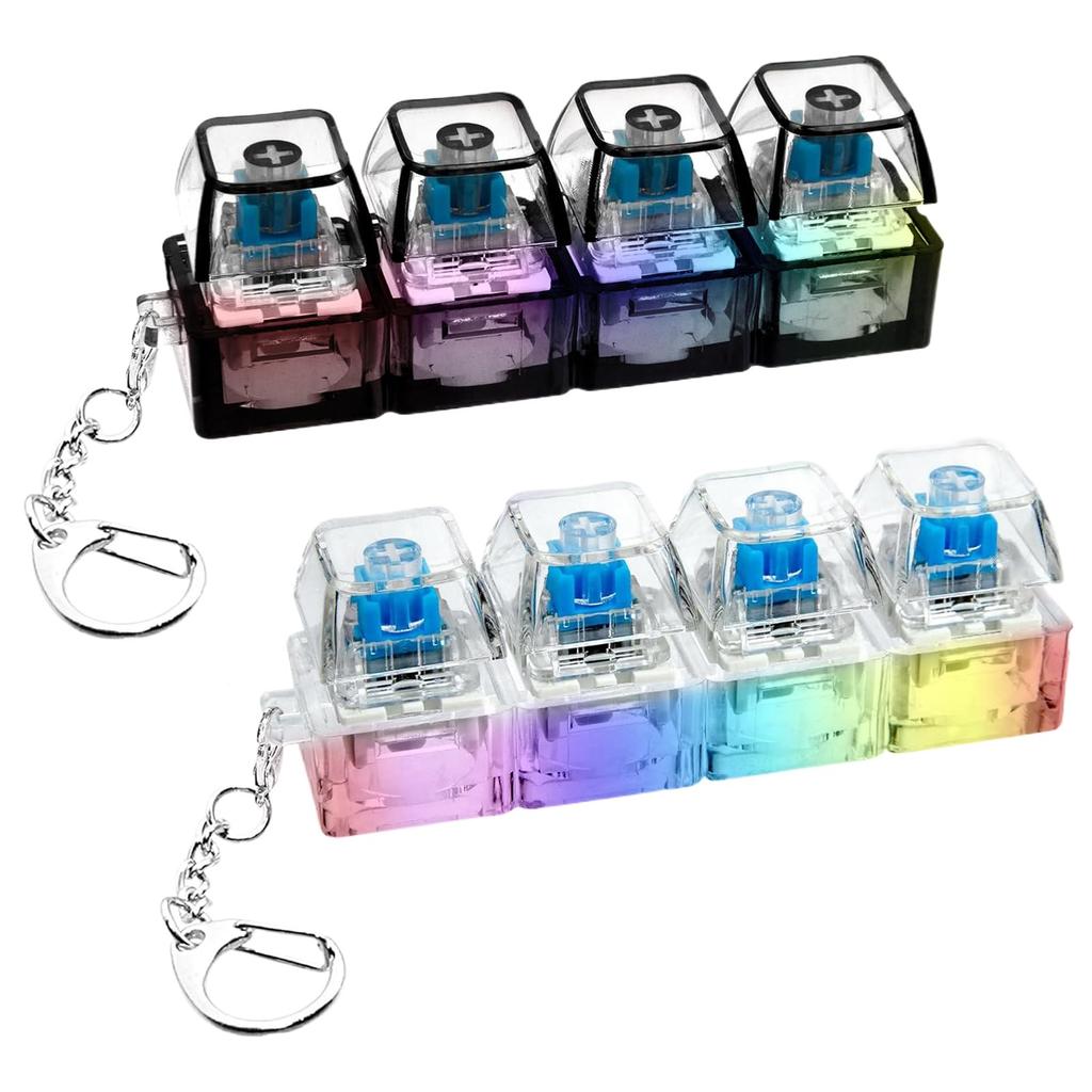 Легкая RGB Клавиатура Фиджет Механический Переключатель Брелок Портативный EDC Стресс Эстетичный Брелок на Сумку Техно Подарок для Детей Взрослых Подарок на День Рождения Ребенка
