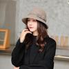 Korean Wool Fisherman Hat with Japanese Style and Pom Pom, Warm Autumn/Winter Bucket Hat for Women.