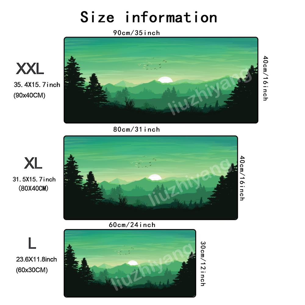 Mountain Gray Mouse Pad Large Computer Office Game Table Mat Xxl Rubber Antislip Stitched Edge Keyboard Mats Washable Desk Pads
