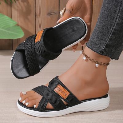 Женские тапочки, модные однотонные удобные сандалии с застежкой-молнией, повседневные тапочки с открытым носком, женские пляжные шлепанцы для отдыха на открытом воздухе