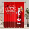 2 pcs-Christmas Decorated Red Printed Curtains - Polyester Material - Suitable for Bedroom, Living Room, Study, Private Space