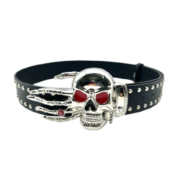 Девушка Блестящий Пояс Уличный Танец Джинсовый Пояс Декоративный Пояс с Черепом с Шипами