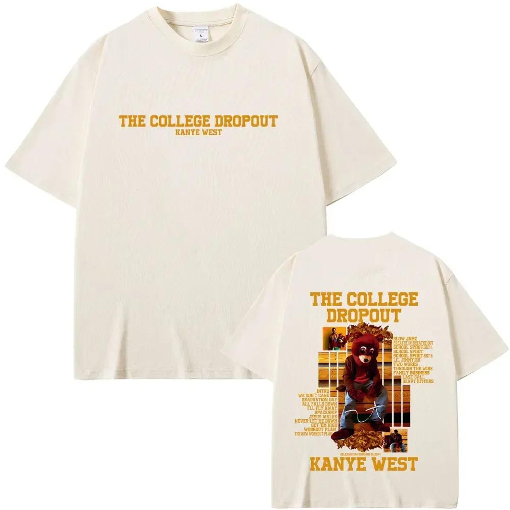 Rapper Kanye West The College Dropout Bear Graphic Tshirt Unisex Wounisex Hip Hop Pop Music T Shirts Casual Cotton Vintage Tshirts B