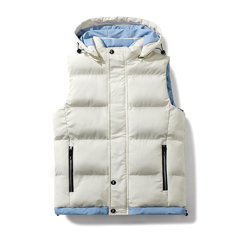 Утепленный жилет с капюшоном на осень и зиму, мужской жилет большого размера, хлопковое пальто, куртка с застежкой-клипсой, мужской