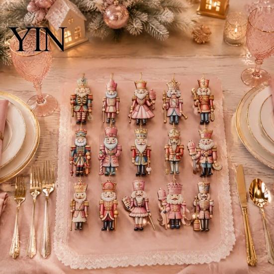 Retro Christmas Tree Hanging Decor Nutcracker Ornaments for Tree, Wooden Soldier Lightweight Flat Decoration, 2D Pendants Xmas Holiday Party Exquisite