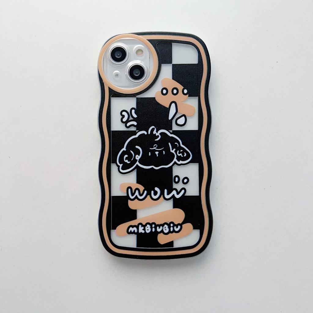 Прозрачный силиконовый чехол с волнистым краем для iPhone 15 14 13 Xiaomi Redmi Note 10 11 12 Samsung A14 A24 A34 A54 Funda Square Cute Puppy Dog Cover