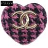 Brand New, Unused B22K Tweed CC Logos Heart Brooch Pink/Light GDHardwareUsed