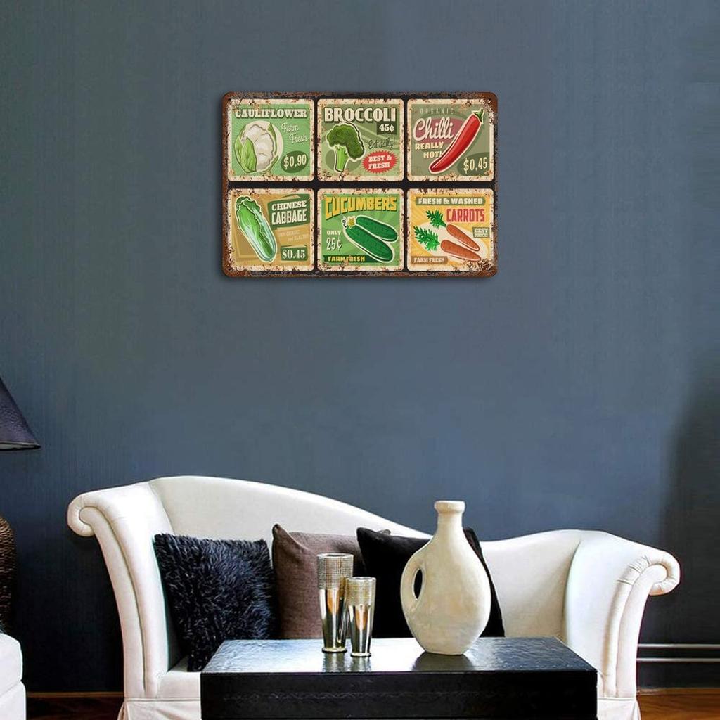 1-Pack aged metal wall signboard, 20×30cm and 30×40cm, rustic distressed design for living room, office or restaurant