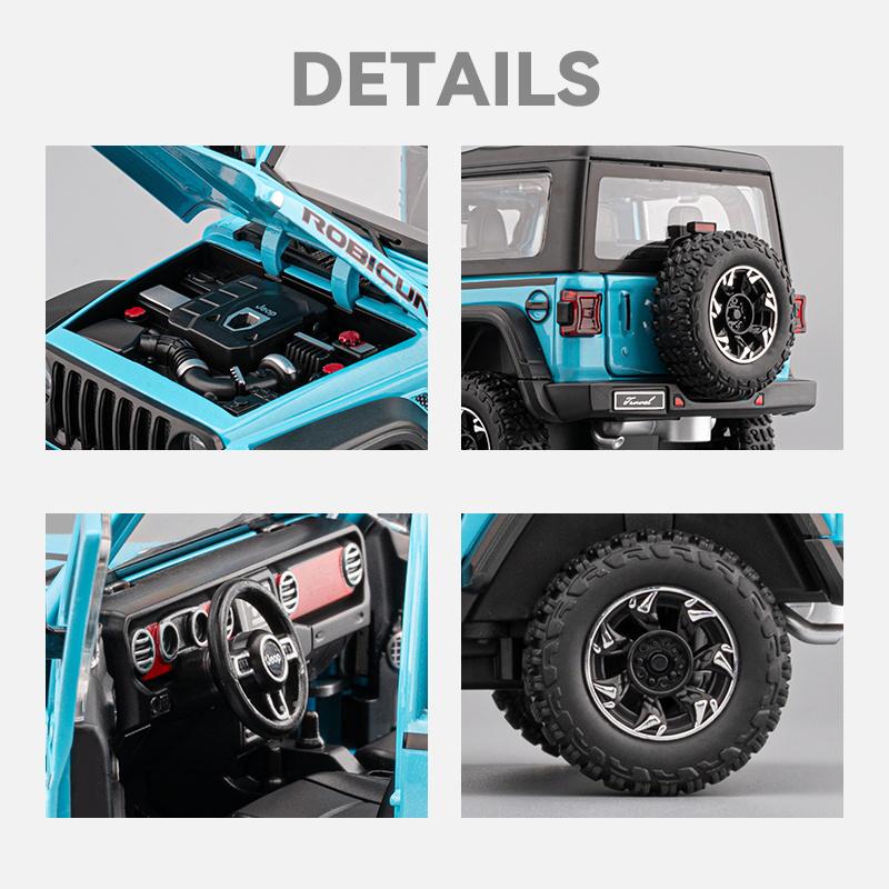 1/24 Jeep Wrangler Rubicon Off Road SUV Alloy Diecast Model Car Premium Home Trendy Toys Display Decorations Birthday Gifts Boy