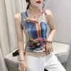 European Style 2023 Summer Women's Sleeveless Knit Print Tank Top