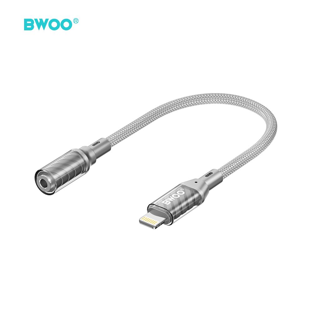 Bwoo Bz66 Adapter Lightning - Jack 3.5Mm Szary