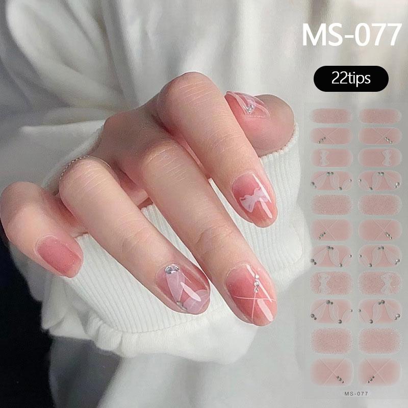 Milky Jelly White Full Cover Nail Stickers Fashion Gradient Adhesive Heart Nail Polish Wraps Women DIY Manicure