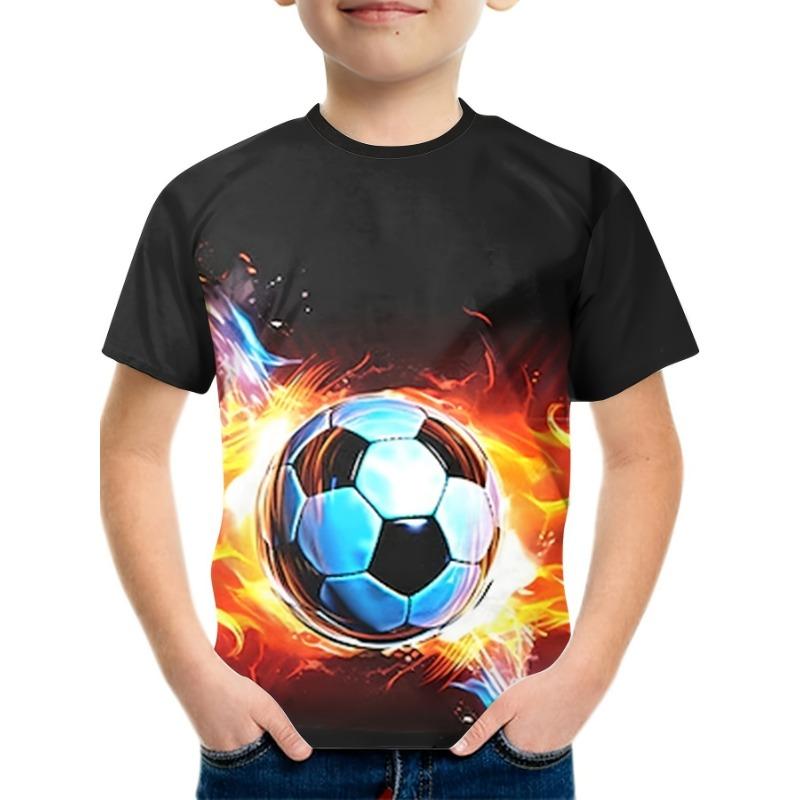 Детская одежда Повседневная футболка Футболка с принтом 3D для мальчиков Футболка с коротким рукавом Модный детский топ с круглым вырезом Детская футболка